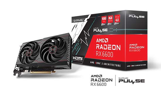 Sapphire Pulse Amd Radeon RX 6600 Gaming Graphics Card 8GB GDDR6, Amd Rdna 2, Hdmi/Dp