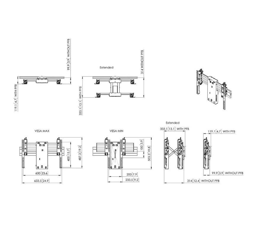 Vogel's Vogel PPM 6704 Video Wall Pop- Out Kit Landscape Kit Comes With PFW 6706 PFS 3504