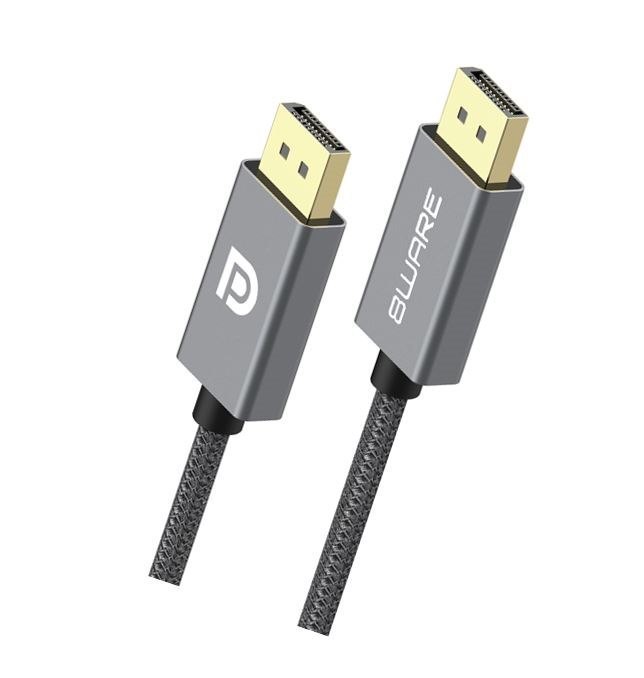 8Ware Pro Series 4K 60Hz DisplayPort Male DP To DisplayPort Male DP Cable Gray Metal Aluminum Shell Gold Plated Connectors (Retail Package)