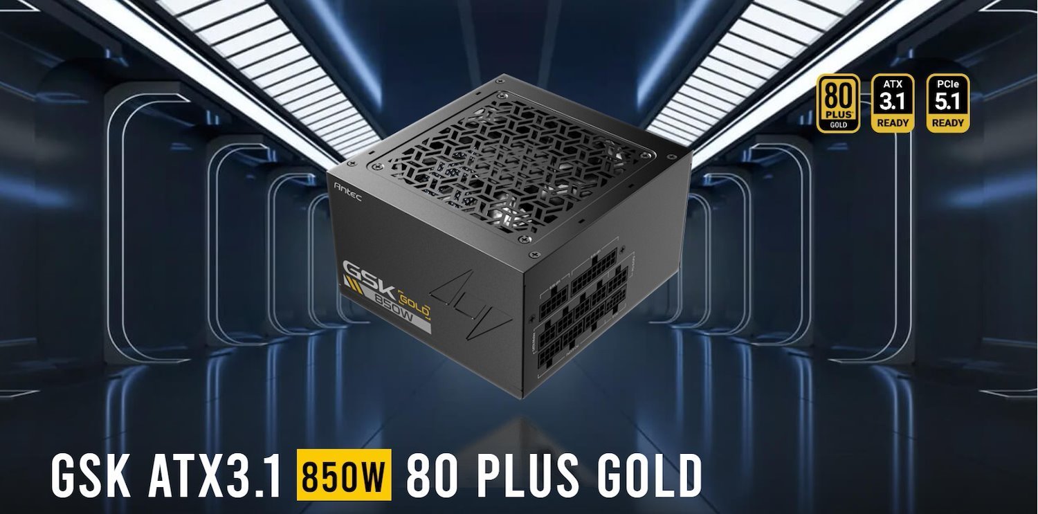 Antec GSK850 80+ Gold Fully Modular Atx 3.1, Pci-E 5.1 Latest High Quality Japanese Capacitors, Ultimate Performance And Reliability, Psu