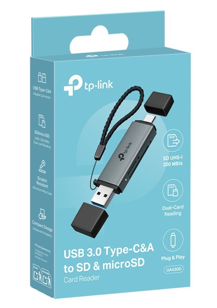 TP-Link Ua430d Usb 3.0 Type-C&A To SD & microSD 3.0 Card Reader