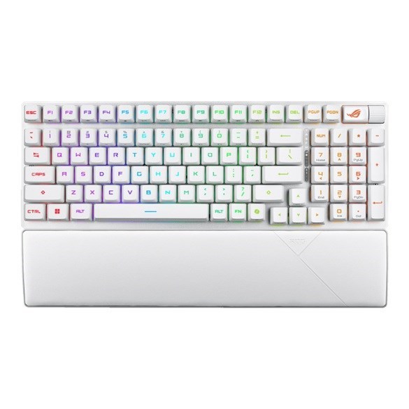 Asus Rog Strix Scope Ii 96 RX Wireless Keyboard - White, Usb-C / BT 5.1 / 2.4GHz, RGB Per-Key, Nkro, 8000Hz, 2M Cable, Aura SYNC