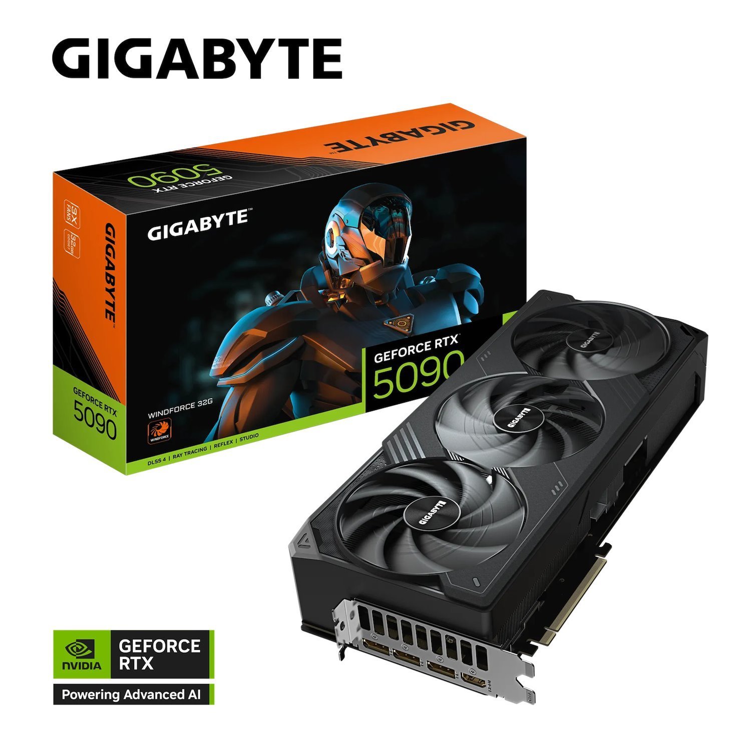 Gigabyte GeForce RTX™ 5090 Windforce 32G, 2407 MHz, Cuda 21760, 28 GBPS, GDDR7, 512 Bit, Pci-E 5.0, Psu 1000W, DisplayPort 2.1B *3 Hdmi 2.1B *1