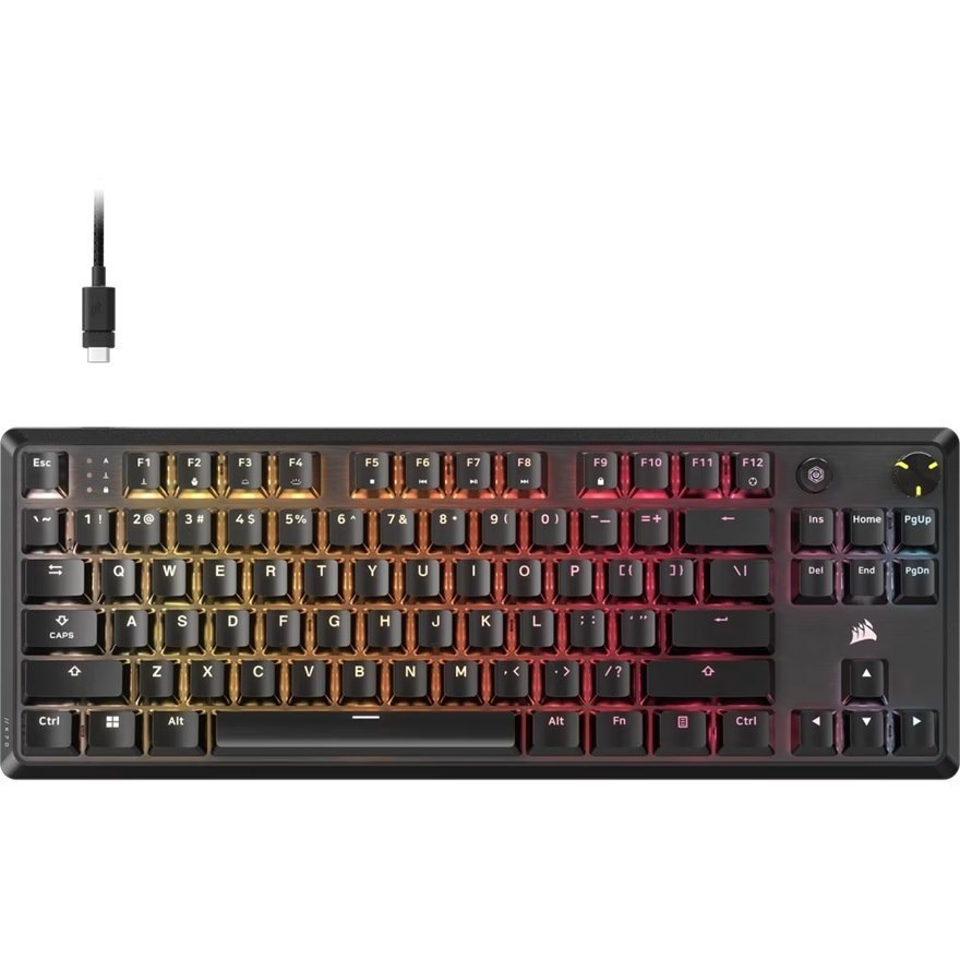 Corsair K70 Core TKL RGB Mechanical Gaming Keyboard, MLX Red Switches, Full Key Rollover, RGB, 1,000Hz, Usb Wired, Icue Support, PC/Mac/Xbox