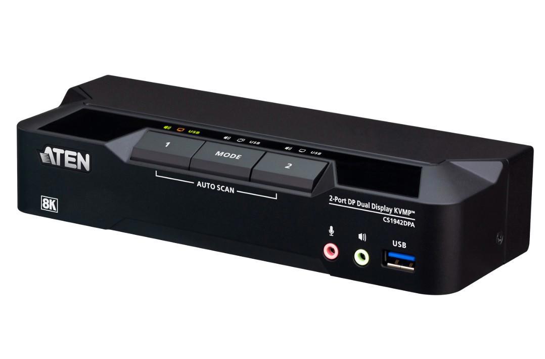 Aten Desktop 2-Port Usb 3.0 8K DisplayPort Dual-Display KVMP™ Switch, Up To 7680 × 4320 @ 60 HZ, 5120 × 2880 @ 60 HZ (Cables Included)