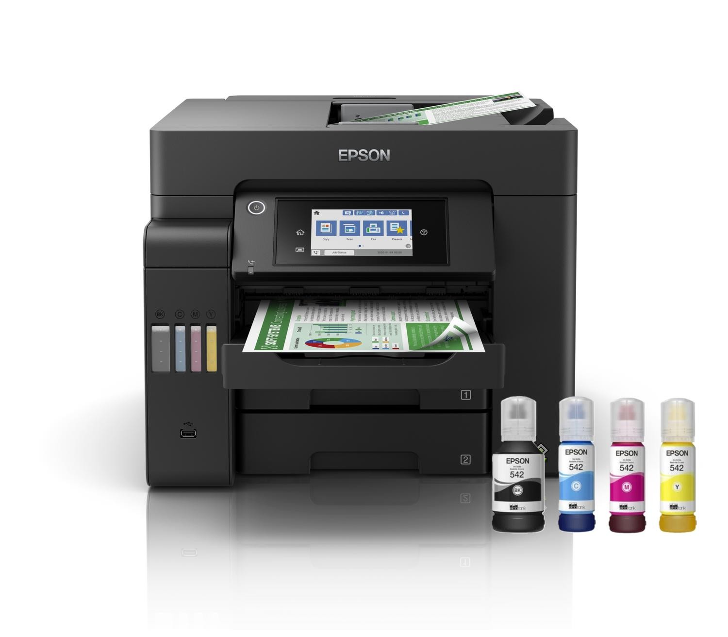 Epson Workforce Et-5800 Ecotank 4 Colour MFP Bonus CMYK Ink Bottles