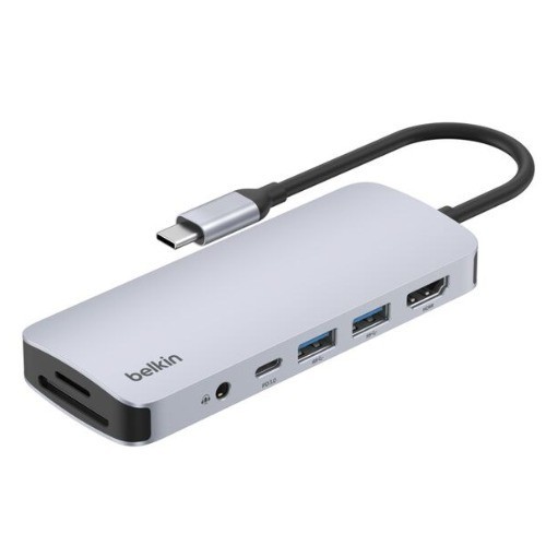 Belkin Connect Usb-C 7-In-1 Multiport Hub - Space Grey (AVC009fqSGY-V2), 5Gbps, 2X Usb-A, 1X Usb-C, 1X 4K Hdmi, 1X SD,1X ,Micro SD, 2 Years Warranty