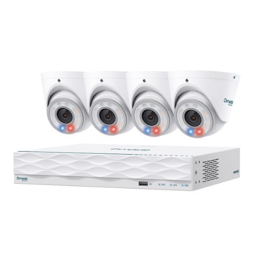TP-Link Omada T8S4-2T - Omada 8MP Turret PoE Security Camera System With 2TB HDD, 4 Cameras With 16-Channel NVR