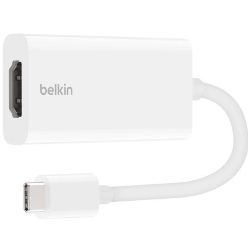 Belkin Usb-C To Hdmi Adapter - White (F2CU038dsWHTAPL), 4K@60Hz, Dolby Vision, HDCP 2.2, 6-Layer Circuit Board, Wi-Fi Shielding, 2-Year Warranty