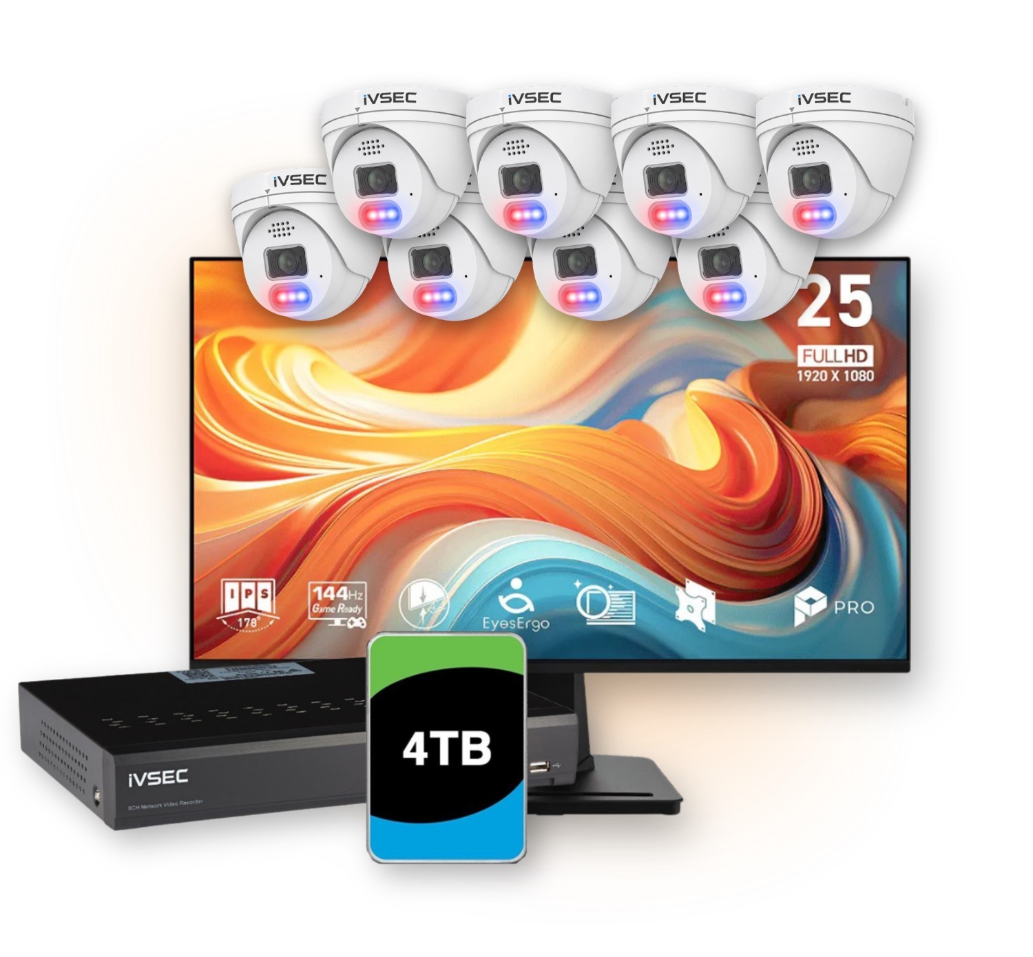 Ivsec Kit 4 X Nc110adx 5MP Ip 4 X Nc323adx 8MP Ip 1 X NR308XD-4TB 1 X Ivmn102ya