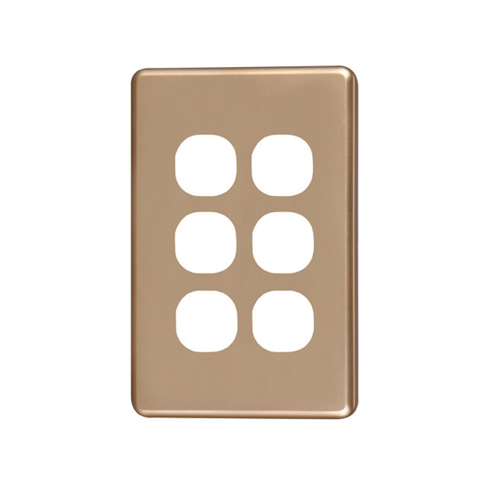 4Cabling 4C | Classic 6 Gang Switch Polycarbonate Cover Plate - Gold Colour