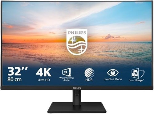 Philips 32" (16:9) Uhd, 4MS, 60HZ, Hdmi(2), DP, SPKR, 3YR