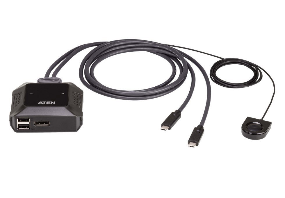 Aten 2-Port 4K Displayport Usb-C Cable KVM Switch With Remote Port Selector