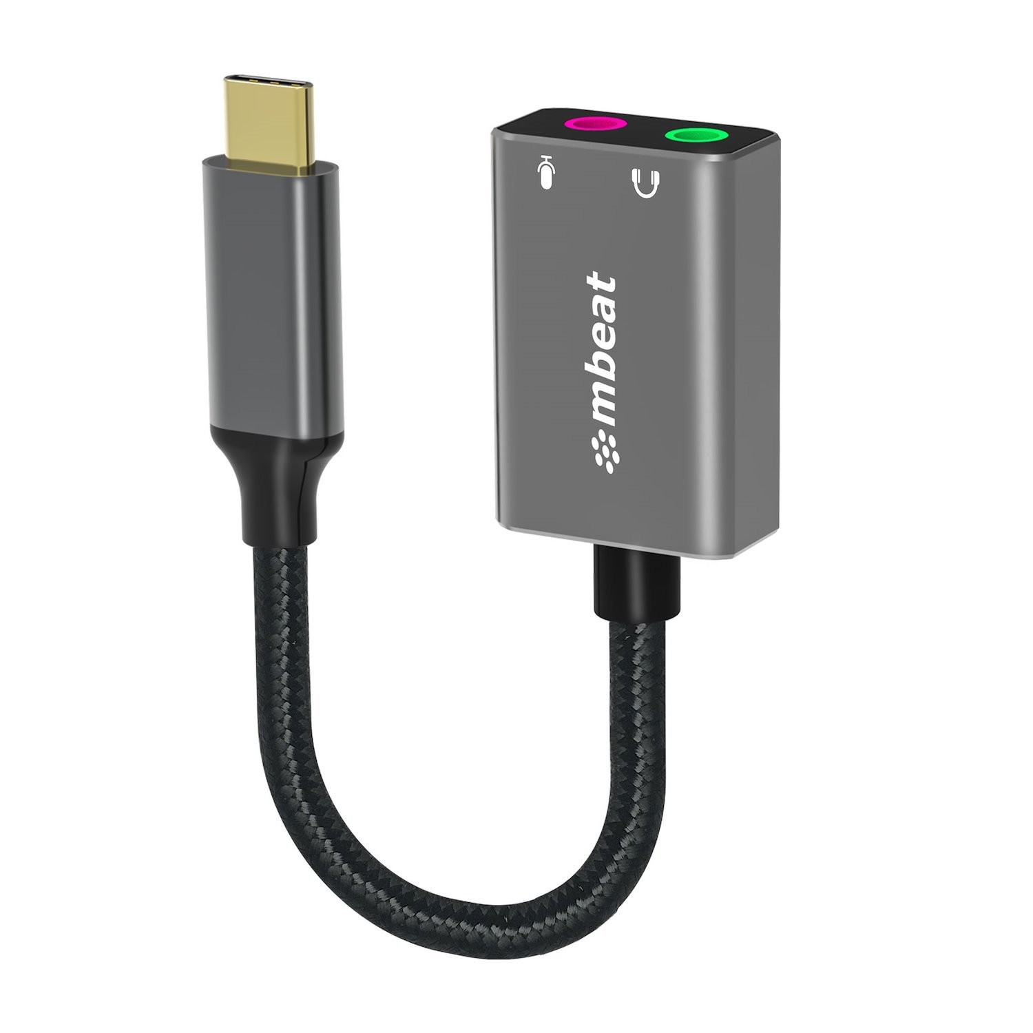 Mbeat® Elite Usb-C To 3.5MM Audio And Microphone Adapter - Adds Headphone Audio And Microphone Jack To Usb-C Computer, Tablet Smartphone Devices