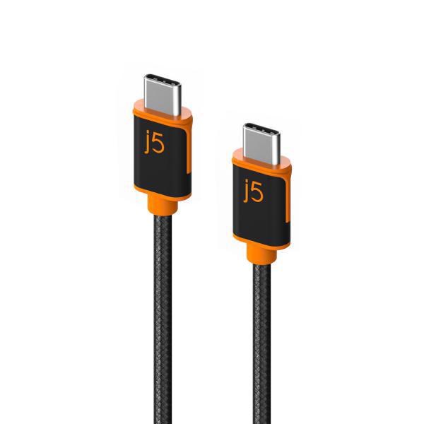 J5create Jucx24 Usb-C To Usb-C SYNC &Amp; Charge Cable 180CM, Braided Polyester (Supports Usb 2.0 With Speeds Up To 480Mbps, Output Up To 3A)