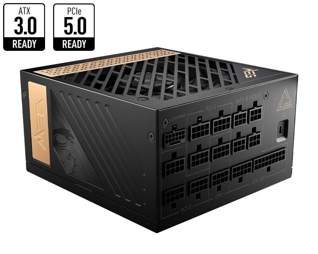 Msi Meg Ai1300P Pcie5 1300W Atx Power Supply Unit 80 Plus Platinum (Up To 92%) Active PFC Ocp / Ovp / Opp / Otp / SCP / Uvp