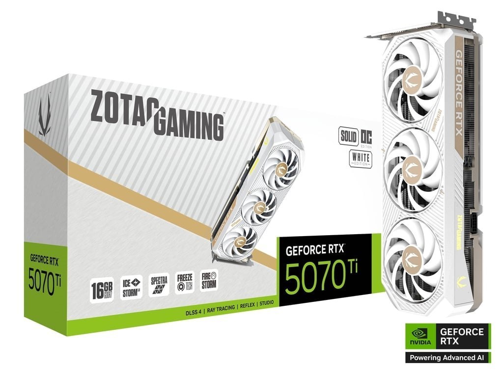 Zotac 16GB Zotac RTX 5070Ti Solid Core Oc White Gpu