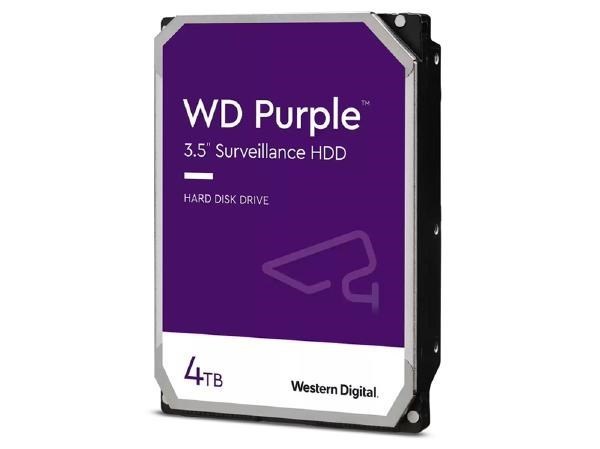 Western Digital WD Purple 4TB 3.5" Surveillance HDD 5400RPM 256MB Sata3 150MB/s 180TBW 24X7 64 Cameras Av NVR DVR 1.5Mil MTBF