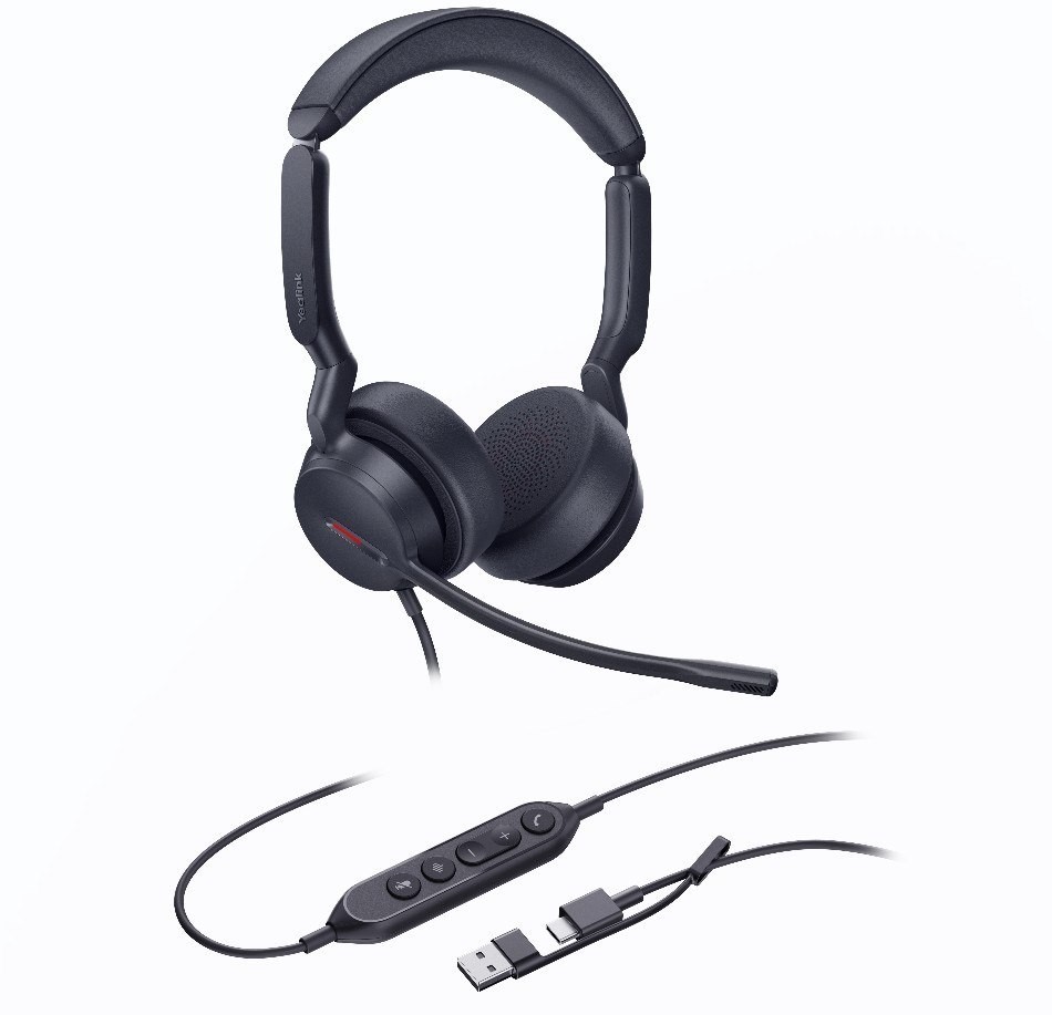 Yealink (Uh44-D-Uc-C/A) Uc Certified Usb Wired Headset, Dual, Usb-C/A, Noise-Canceling Microphone, All-Day-Wearing Comfort & Flexible And Fast Plug-and-Play