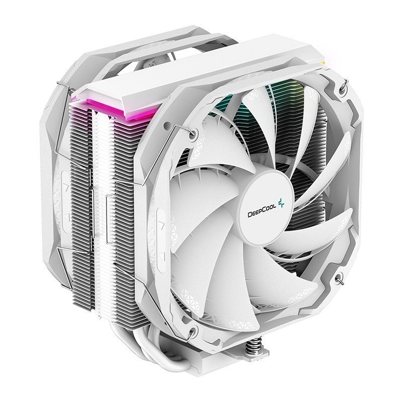 DeepCool As500 Plus White Cpu Cooler Single Tower, Five Heat Pipe Design High Fin Density, Double PWM Fans, Slim Profile, LGA2066/2011-v3/2011/1700/12