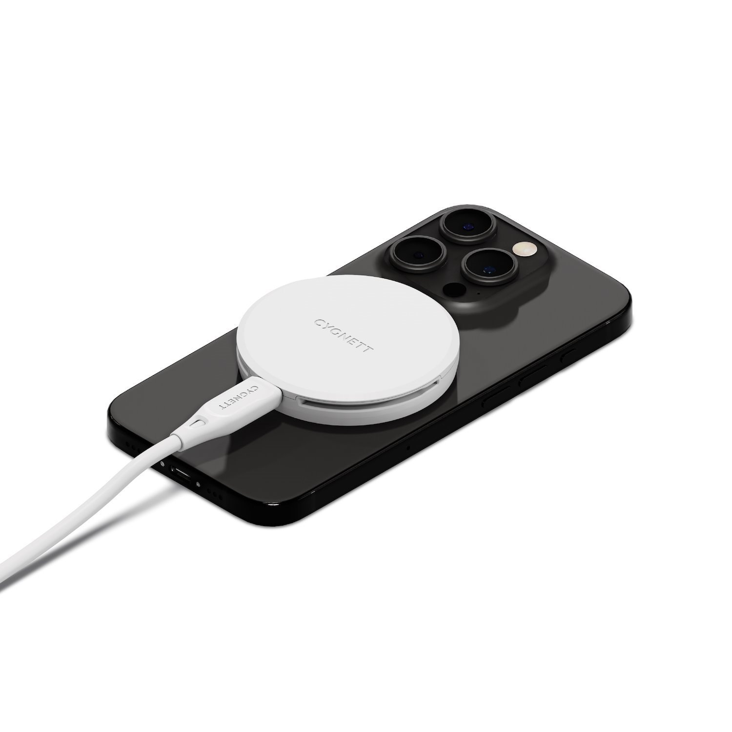 Cygnett ChargePuck Qi2 15W Fast Wireless Charger -White(CY5062CCRGP),Compact & Lightweight, 1.2M Usb-C Cable,Perfect For Travel,2 Years Warranty