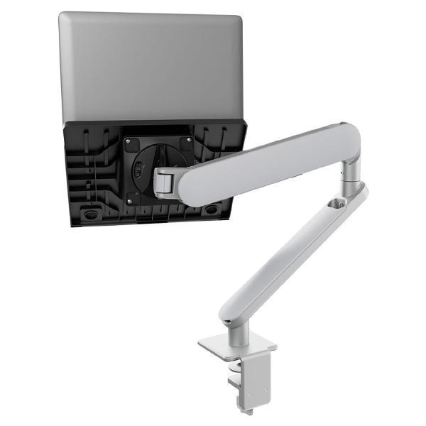 Atdec Ora High-Performance Dynamic Monitor Arm With Laptop Tray. Up To 18" Laptops, Max Load 7KG, F-Clamp Desk Fixing. Silver