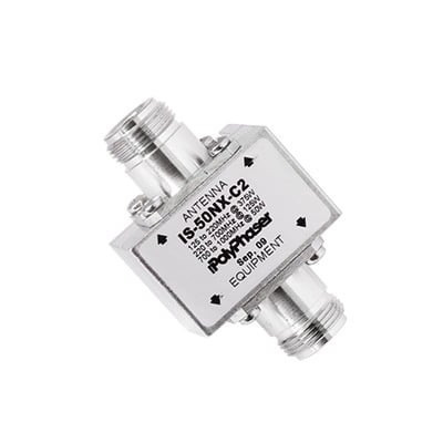 PolyPhaser DC RF Coaxial Protector For 125 - 1000 MHz With Side Eyebrow And N Female Connectors On Both Sides, 50 Ω