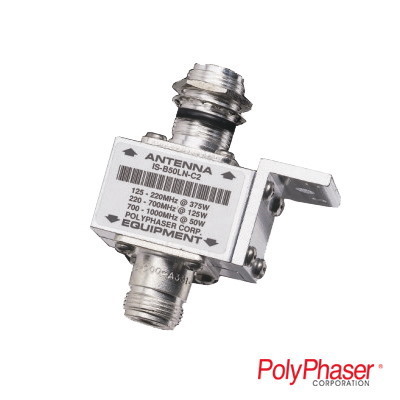 PolyPhaser Coaxial DC Protector With Frontal Flange, N Female Connectors, 50 Ω