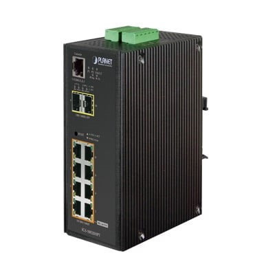 Planet Layer 2 Managed Industrial Switch, 8 Gigabit 802.3Af / At PoE Ports, 2 1 / 2.5 Gigabit SFP Ports, Secondary Voltage Input For Redundant Source