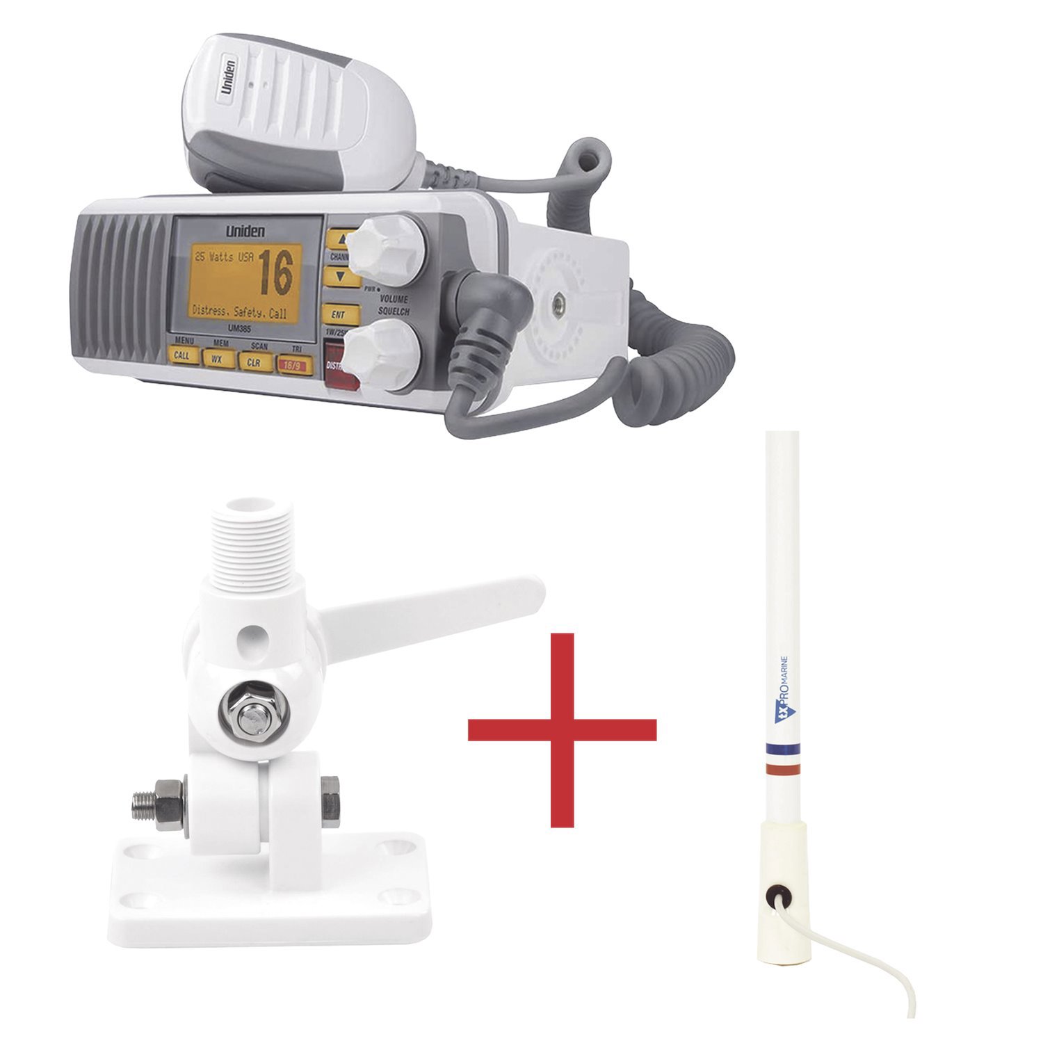 Uniden Kit Of Radio Um385 | Plus Marine Antenna TX-5206-SYS And 4186
