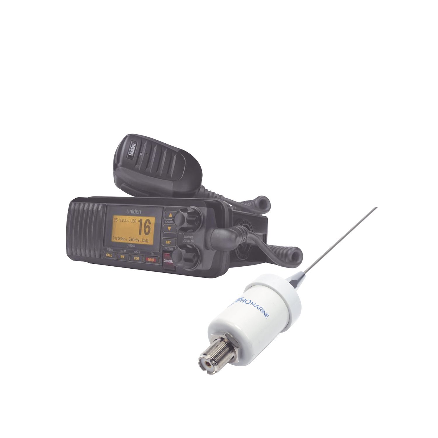 Uniden Kit Of Radio Um385bk | Plus Marine Antenna TX-1600-SYS