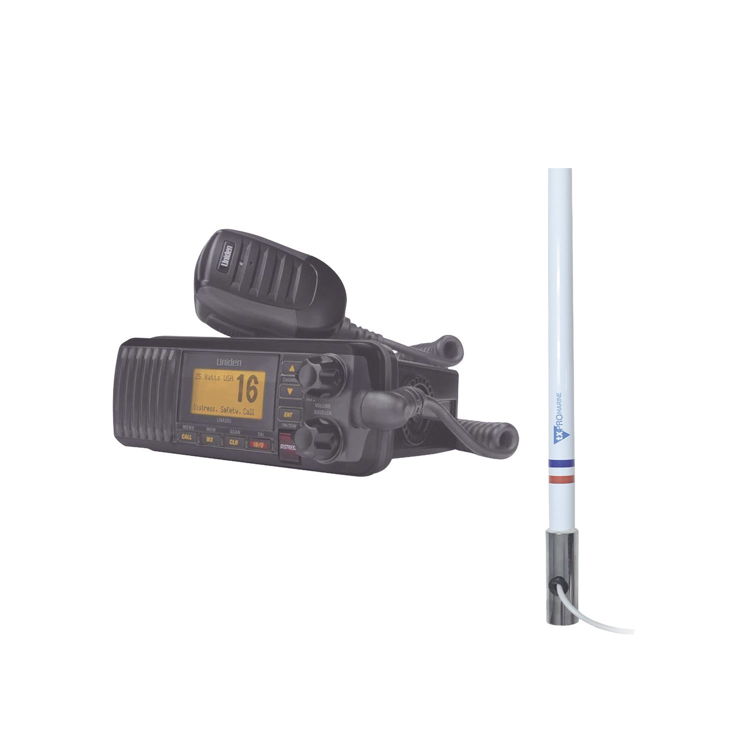 Uniden Kit Of Radio Um385bk | Plus Marine Antenna TX-5101-SYS