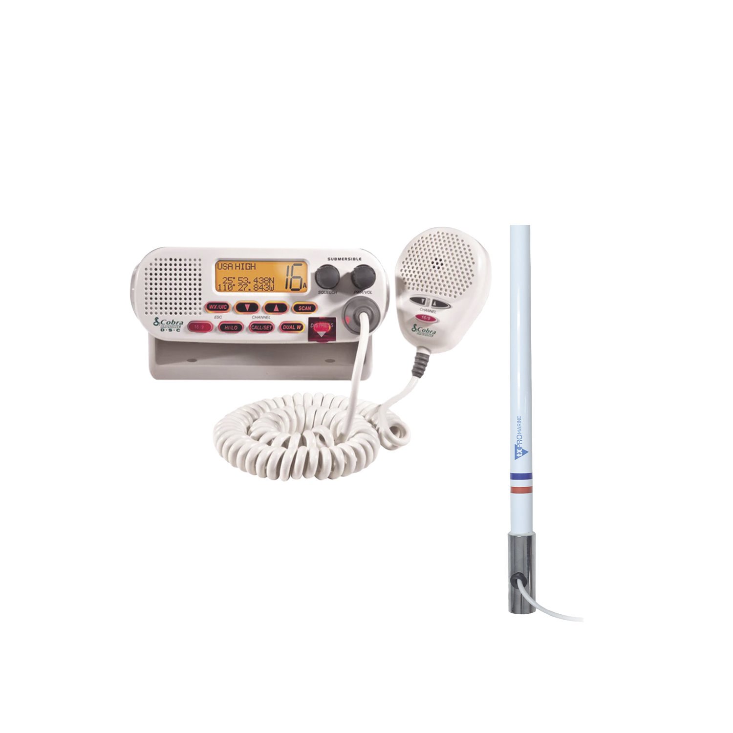 Cobra Kit Of Radio MRF45D, Marine Antenna TX-5101-SYS