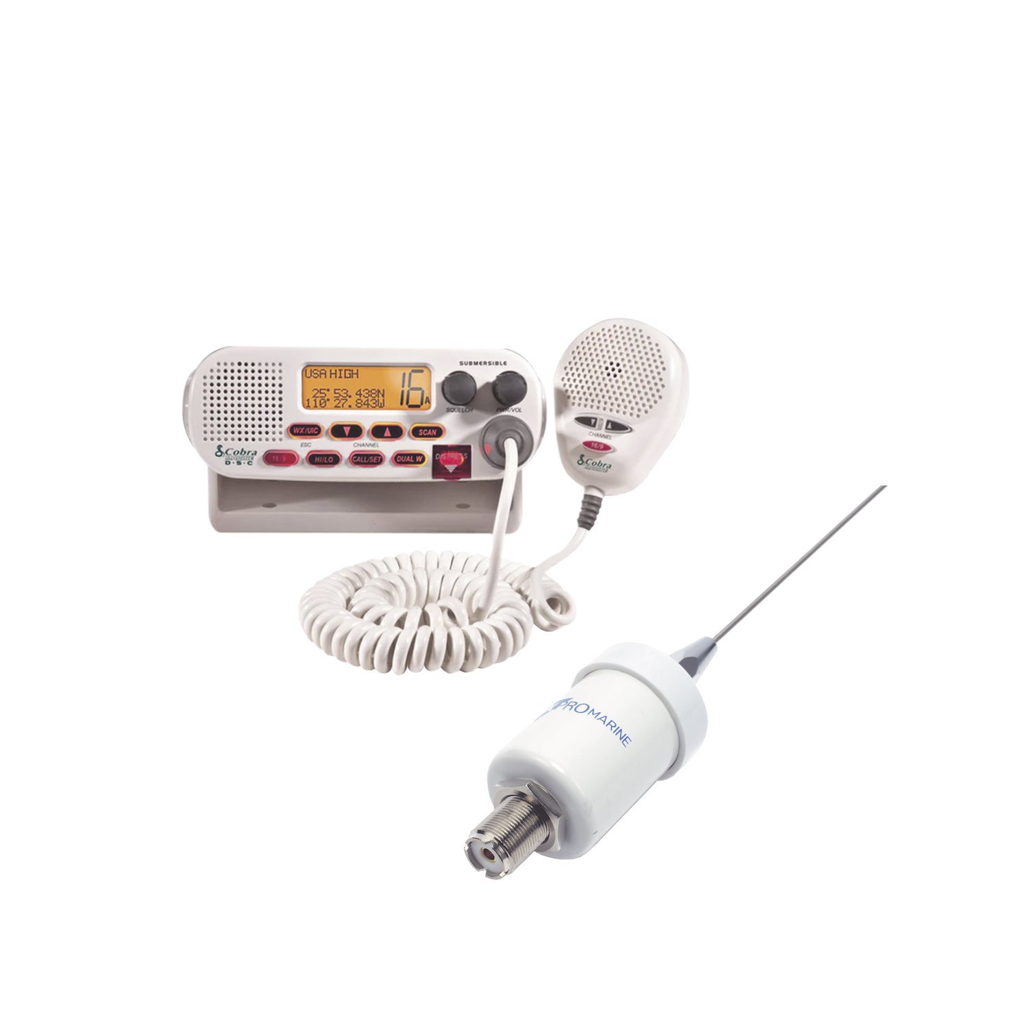 Cobra Kit Of Radio MRF45D, Marine Antenna TX-5101-SYS
