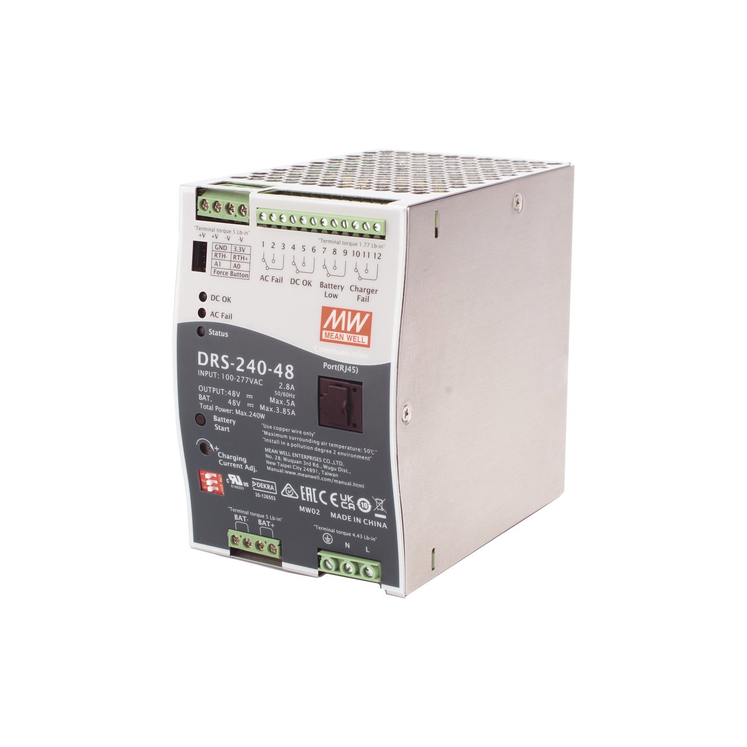 Mean Well Industrial Power Supply 240W, 48Vcc 5A, Din Rail