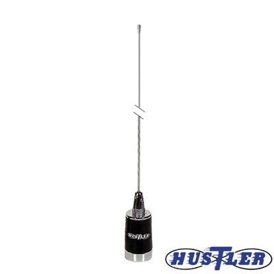Hustler VHF Mobile Antenna, Field Adjustable, 148 - 174 MHz, 3 DB Gain, 200 W, 51 In. Maximum Length.