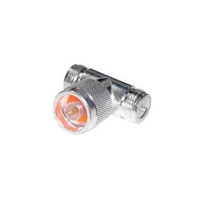 RF Industries,Ltd T Shape Adapter, From N Male To Double N-Female Connector, Silver/ Gold/ Ptfe.