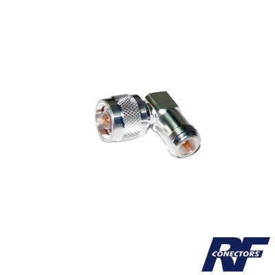 RF Industries,Ltd Right Angle Adapter From N Male To N Female Connector, Silver/ Gold/ Ptfe.