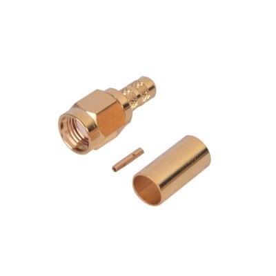 RF Industries,Ltd Reverse Polarity Sma Male Connector To Crimp On Rg-142/U Cable, Gold/Gold/PTFE.