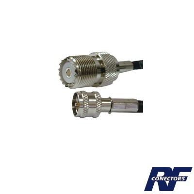 Epcom Industrial Jumper Adapter With Mini Uhf Male Connector With Uhf Female (So-239), Nickel/ Gold And Silver/ Delrin.