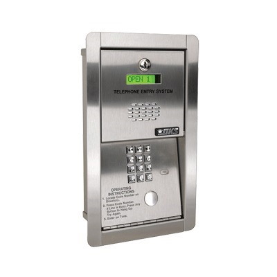 DKS Doorking Telephone Audio Intercom / 600 Telephone Numbers / Control For 2 Doors / Surface-Mounted Cabinet / 16-Digit Dialing / Analog Or Digital Line