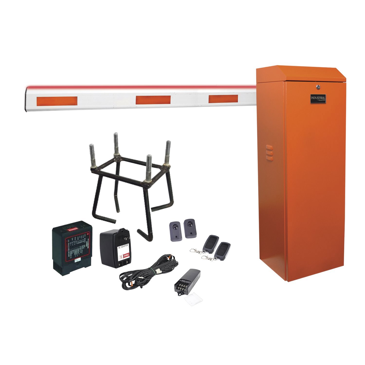 Accesspro Complete Kit Left Barrier XB / Orange Cabinet / 3M / Led Illumination Red-Green / Includes Mass Sensor, Transformer, Loop, Anchor, Photocells, Push Button And 2 Wireless Controls