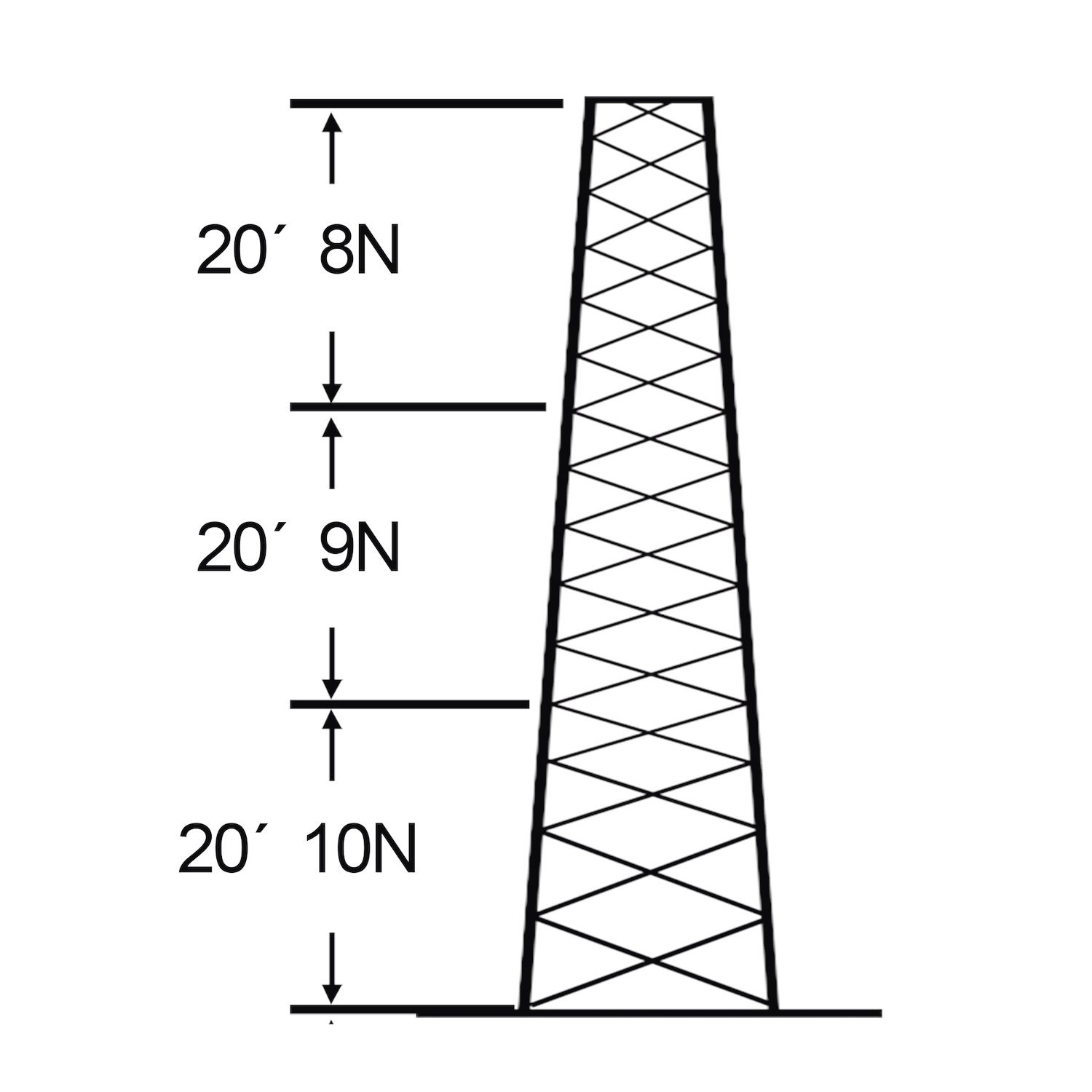 Rohn Torre Especial Autosoportada Robusta De 18 M. Linea SSV Heavy Duty (Sec. 8 - 10)