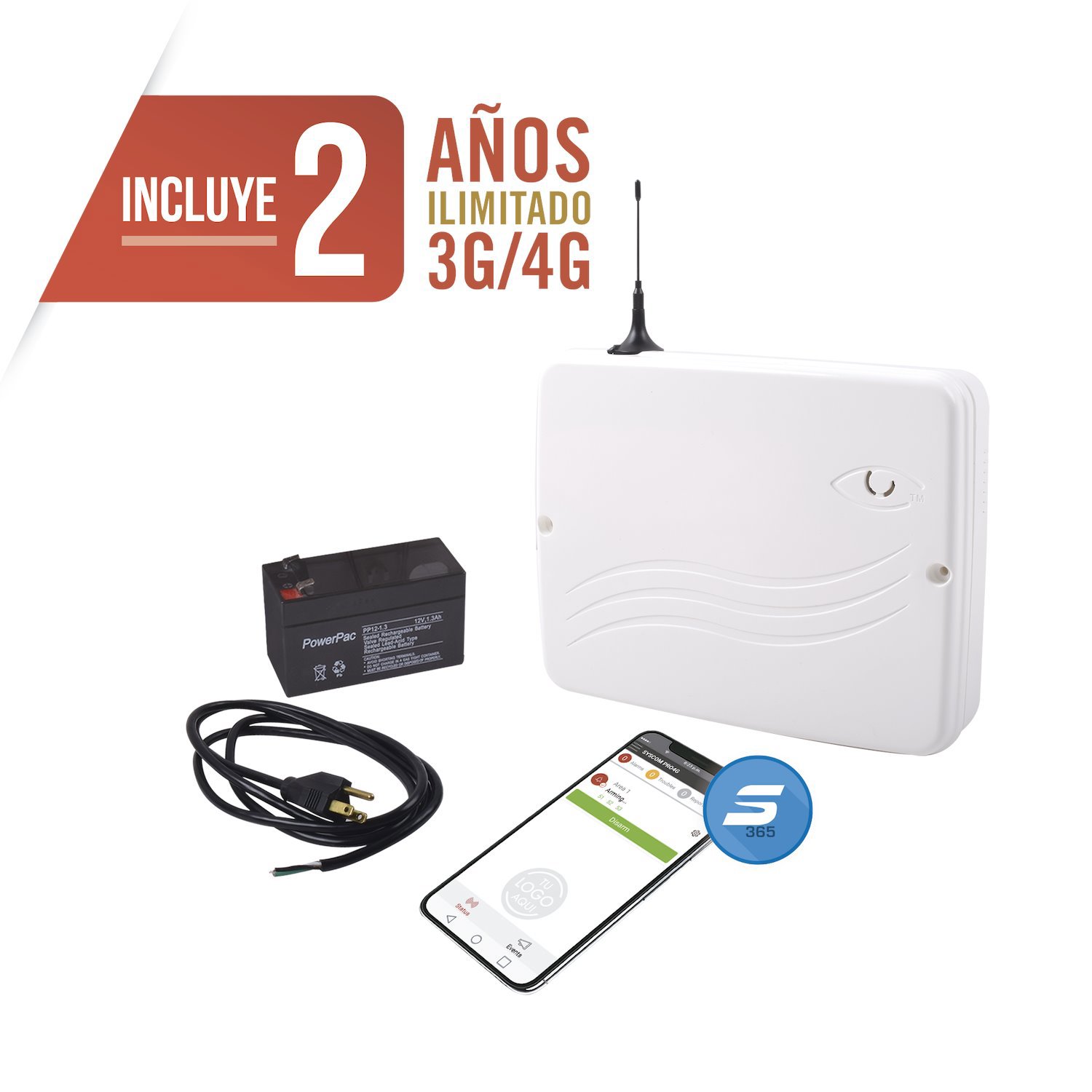 Syscom Hybrid Cloud Alarm Panel With Communicator Included 4G. 8 Wired / 32 Wireless Zones / 100% Programming Via Web.