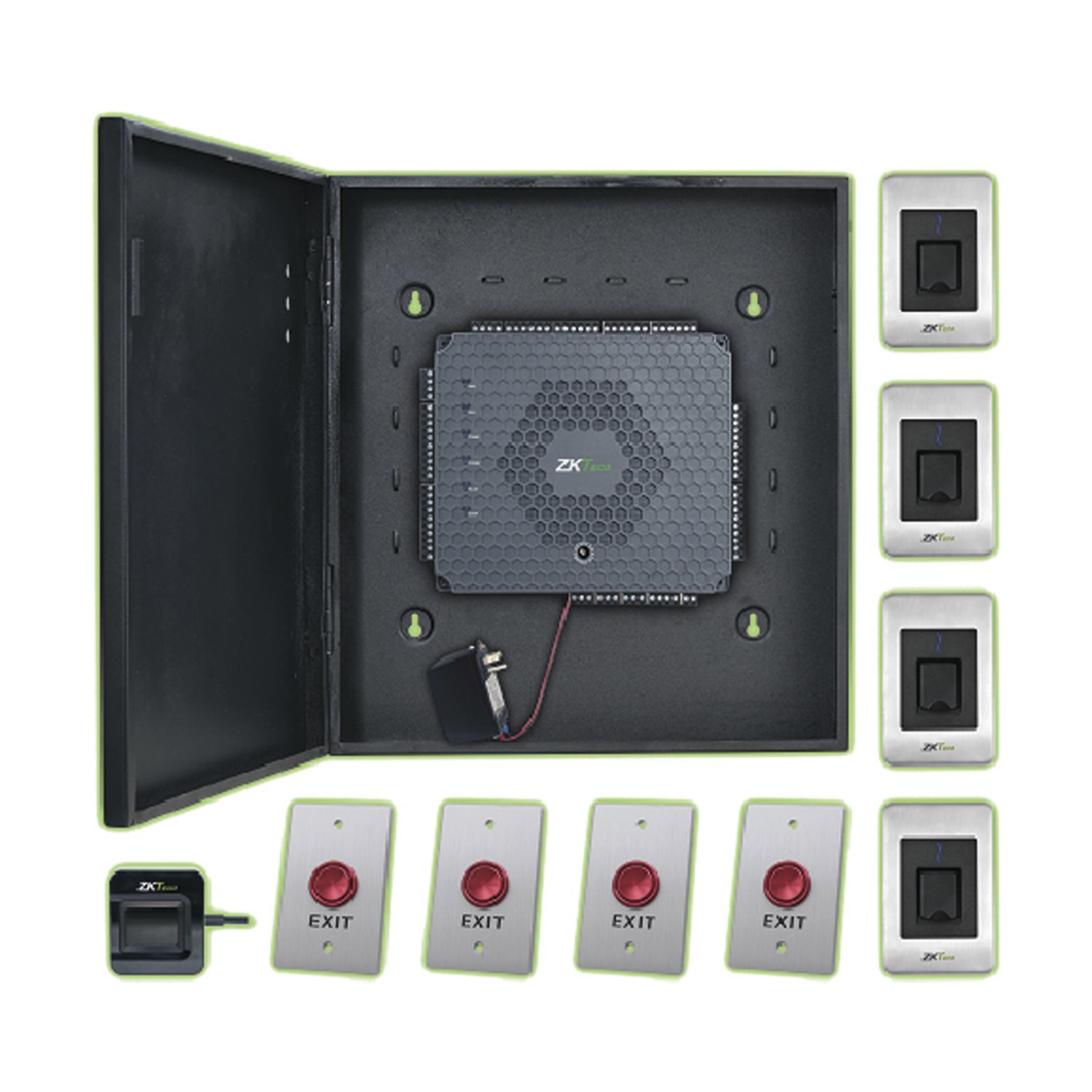 Zkteco 4 Doors Biometric Access Control Kit / No Software Required / 5,000 Users / PoE