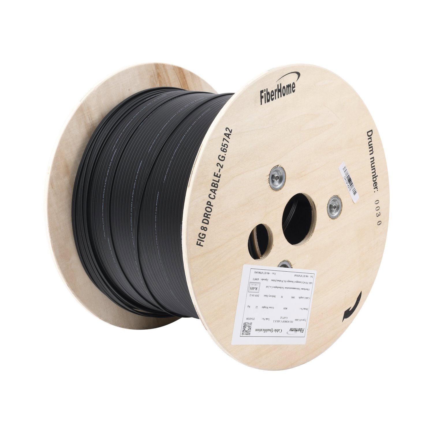 Linkedpro 1 KM Reel Of Aerial Mini Figure-8 Drop Fiber Optic Cable, G.657A2, Singlemode, 2 Fibers (Duplex), Designed For Fusion Splicing, Black Color, 80M Span, (Not Compatible With Mechanical Connect