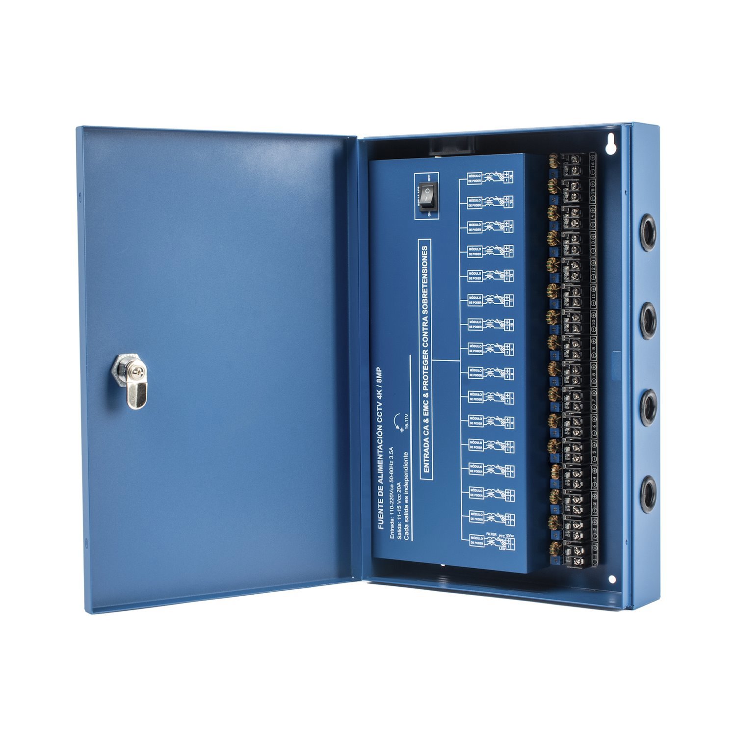 Epcom Powerline Professional Heavy Duty Power Supply @ 20 Amps / 16 Channels / Up To 1.25 Amps Per Output / Independent Adjustment From 11 To 15 VDC Per Output / Overload Protection / Noise Filter Per