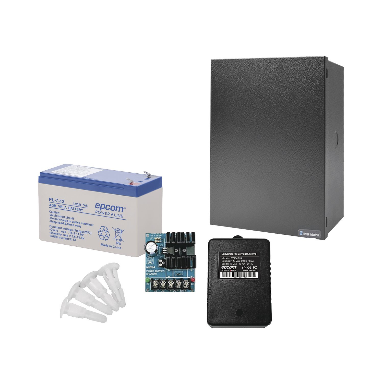 Epcom Powerline Altronix ( Al624 ) Power Supply Kit With 12 VDC To 1.2 Amper Output, Include Transformer And 7 Amper Battery