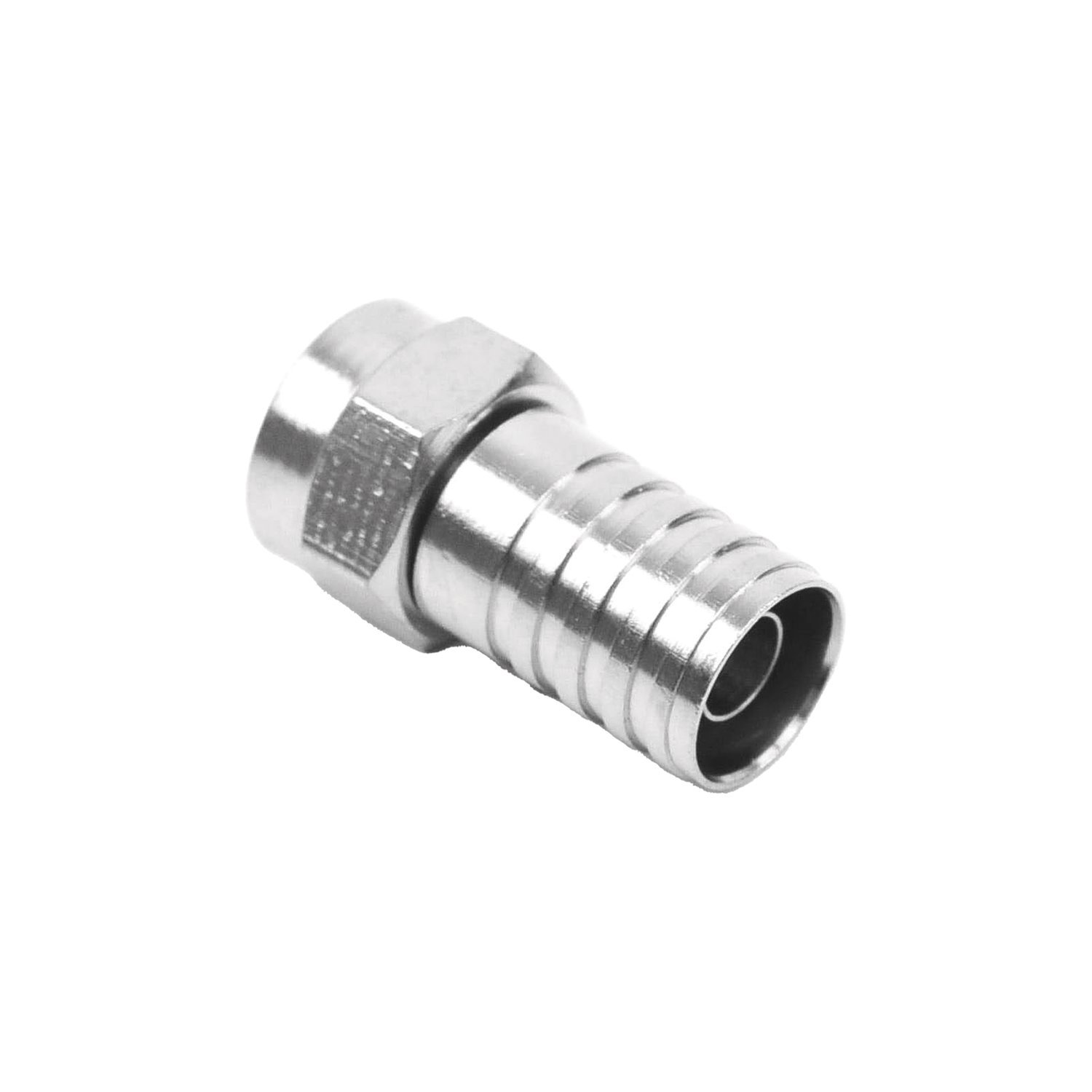 Epcom Titanium F Male Connector, Double Shield To Crimp On RG-59 Cables, Bronze Body On Nickel Plated.
