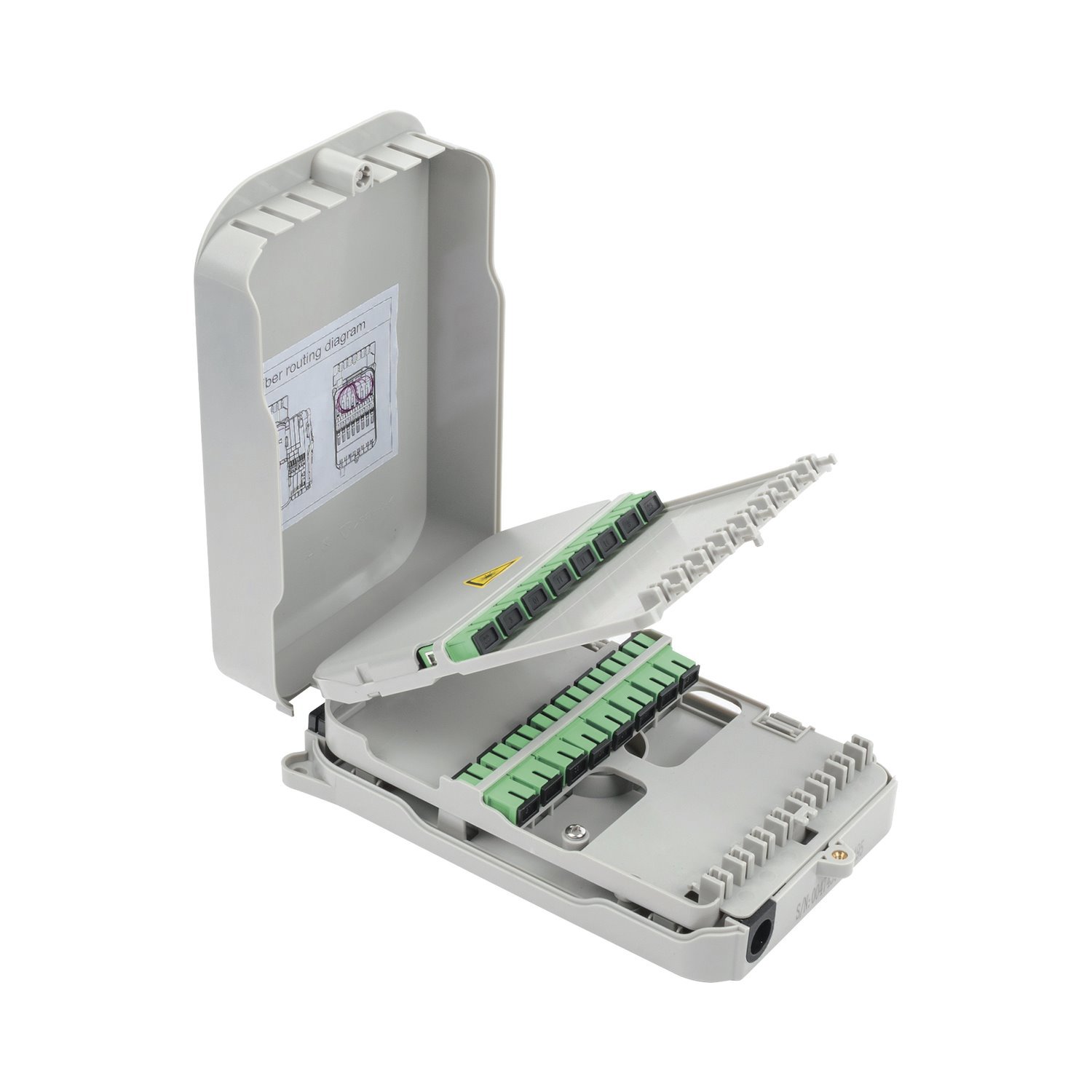 Fiberhome Fiber Optic Termination Box For Indoor Installation, Wall Mounting, 16 Couplers Sc/Apc Mono-Mode, Up To 16 Splices